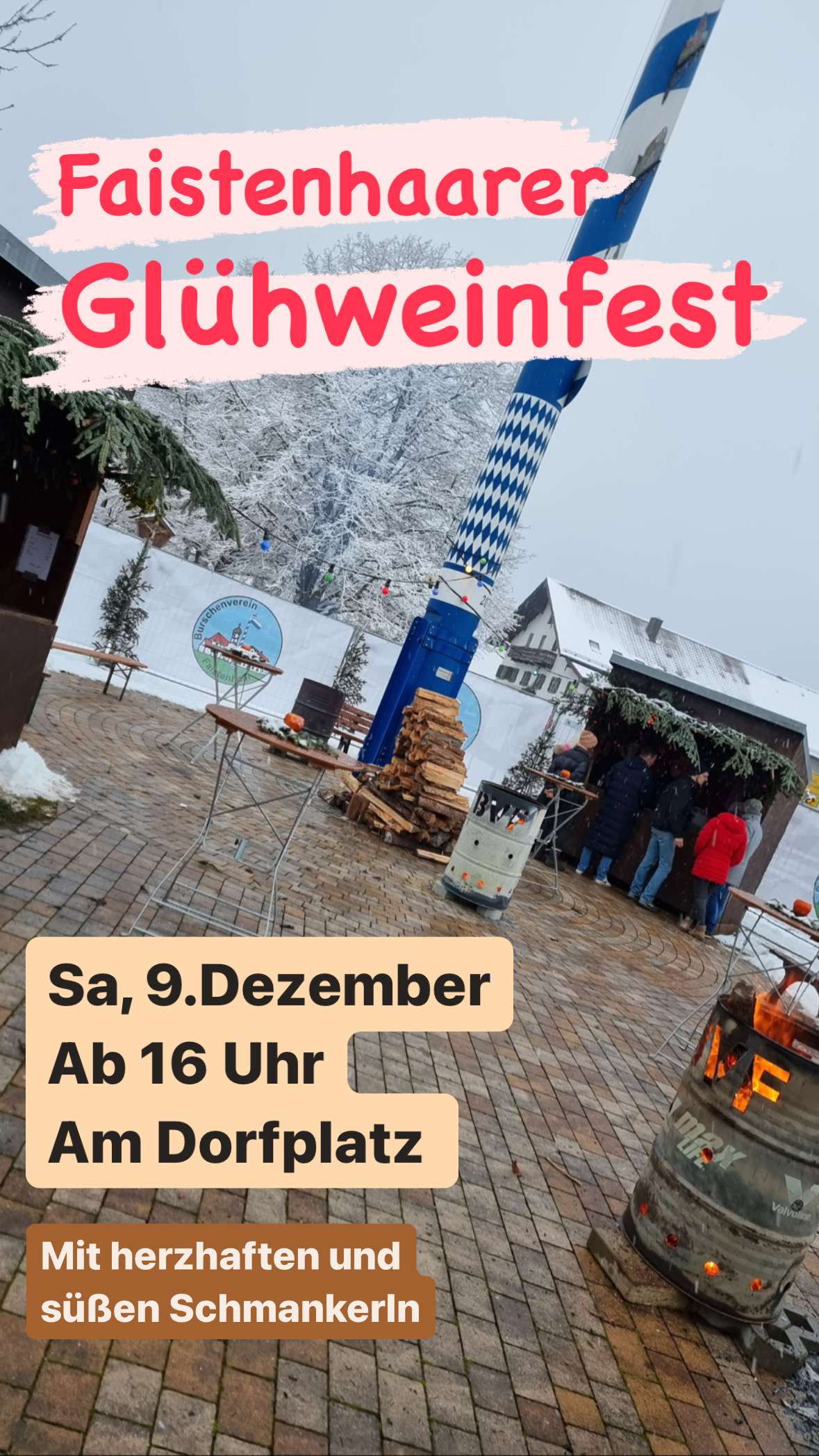 Plakat für Glühweinfest des Burschenvereins Faistenhaar am 09.12.2023